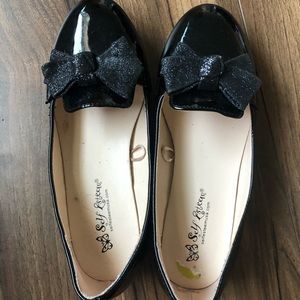 Girls black ballet flat dress shoes